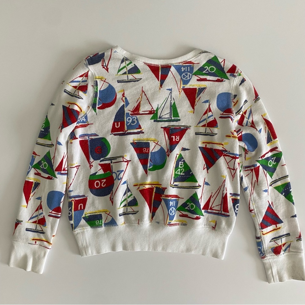 Polo by Ralph Lauren Kids (8-10) White Sweater with Colorful Sailboat Print - Picture 2 of 8